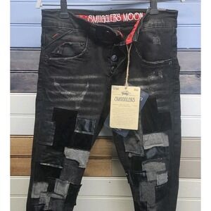 NWT Smugglers Moon Men's Distressed Patchwork Y2K  Jeans Size 28x31